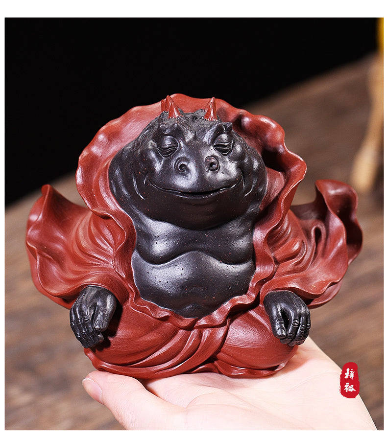 Yixing purple sand original ore tea pet ornaments boutique can raise toad fairy tea to play tea ceremony creative pure handmade Zen golden toad