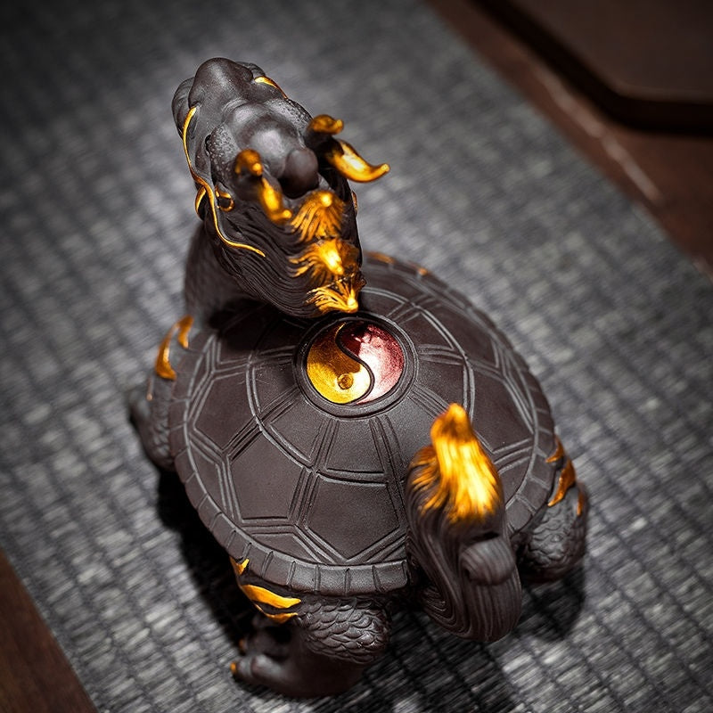 Purple sand tea pet ornaments can be used for home use to attract wealth, dragon turtle, pixiu, golden toad, office tea toys, fine tea ceremony accessories