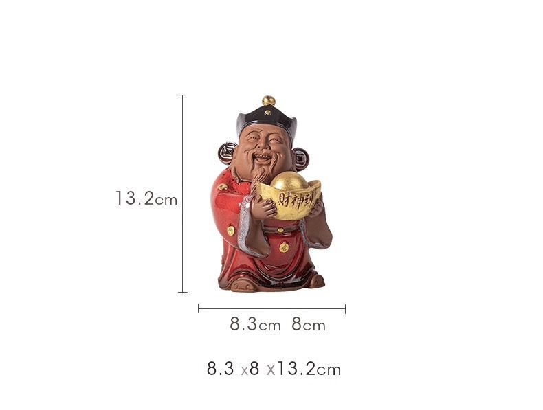 The God of Wealth receives the fine purple sand fortune tea pet tea table tea table decoration fully handmade sculpture