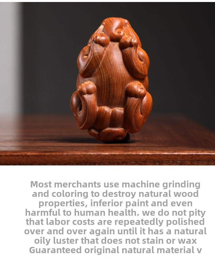 Natural cypress wood carving Pixiu Wenwan hand-held pieces creative mascot desktop decorations gift ornaments