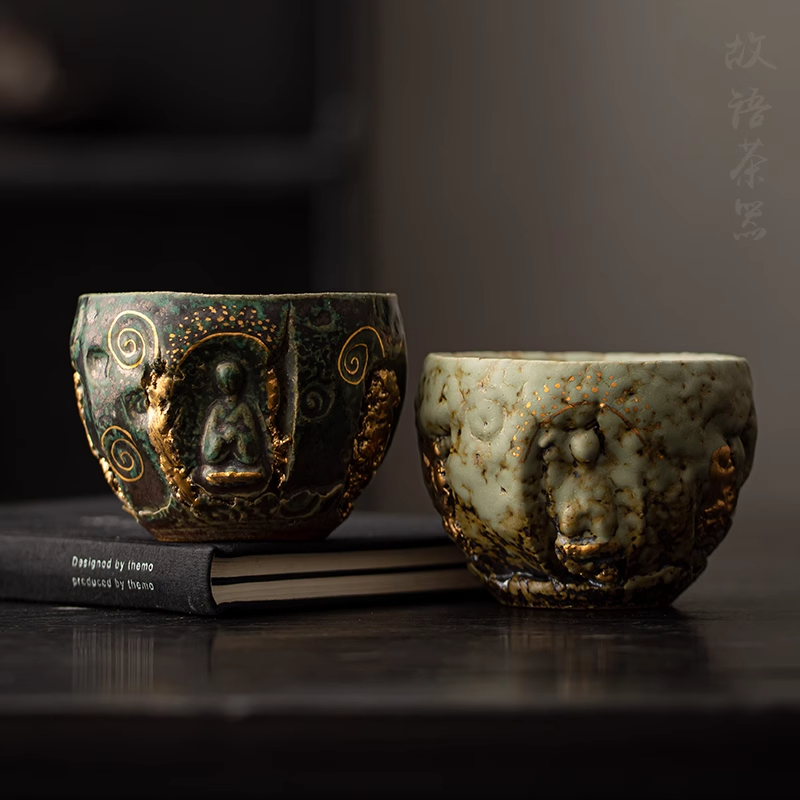 Dunhuang Cultural and Creative Retro Handmade Teacup Personal Dedicated Household Large Master Cup Kung Fu Tea Set Single Cup Teacup