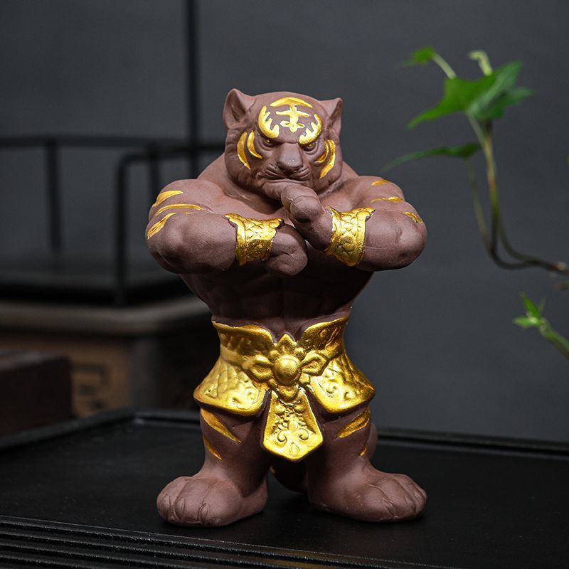 Purple sand personality tiger tea pet ornaments creative handmade zodiac tiger year home living room crafts decoration