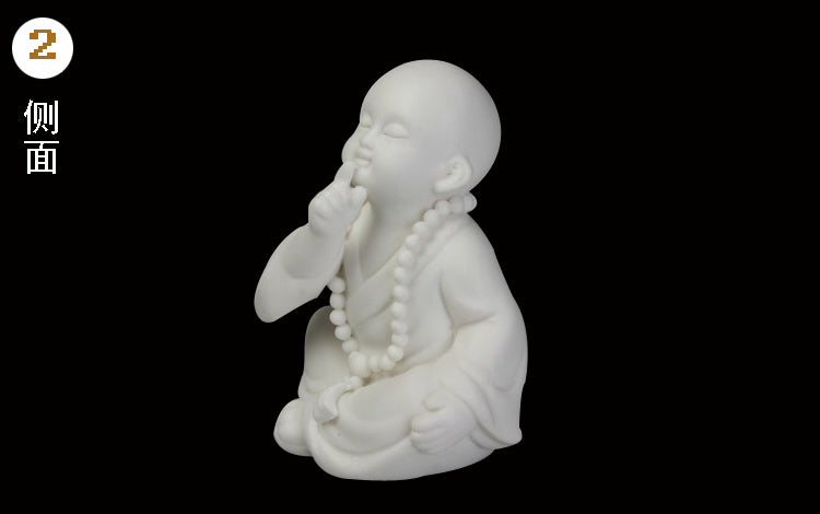 Creative boutique Dehua white porcelain Zen little monk tea pet ornaments handmade ceramic little monk home decoration