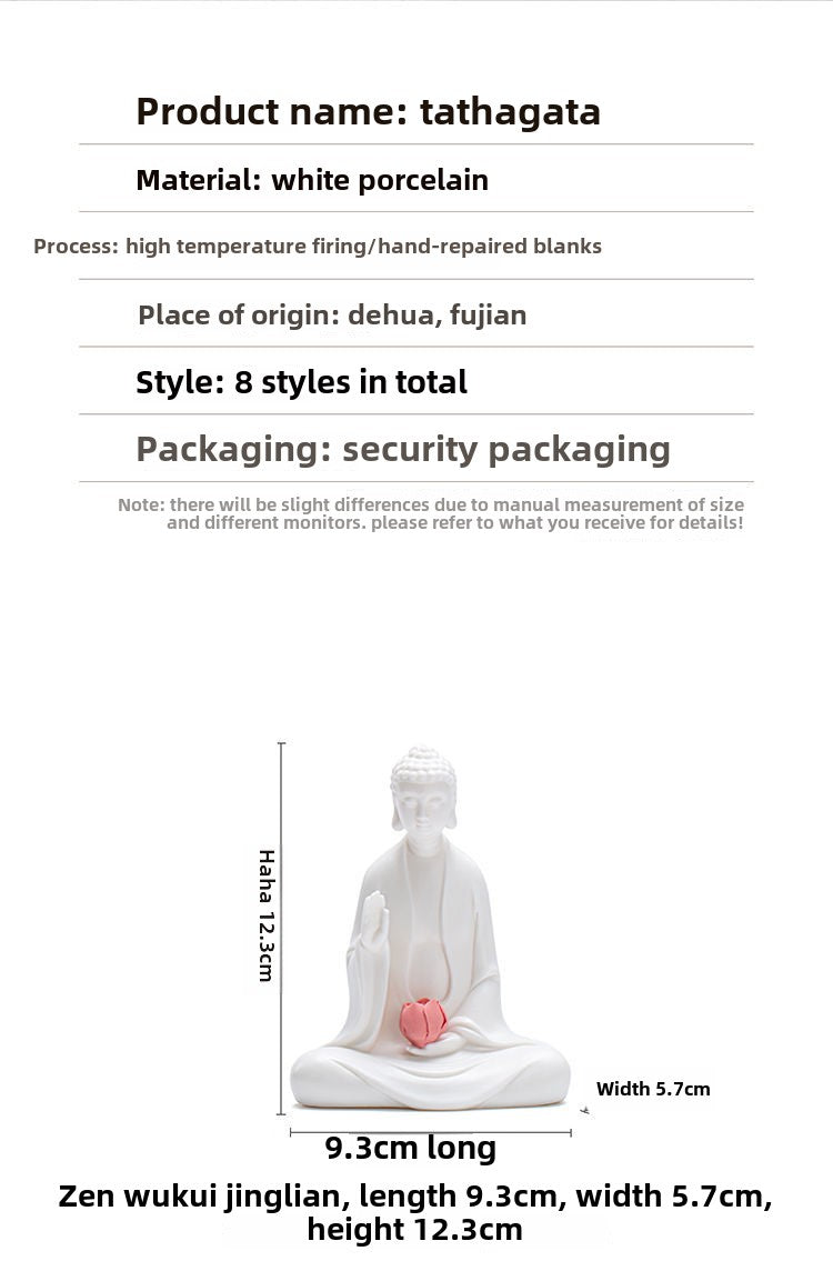 White porcelain small Buddha tea pet tea play can be raised Zen Buddha statue ornaments boutique Creative safety decoration crafts