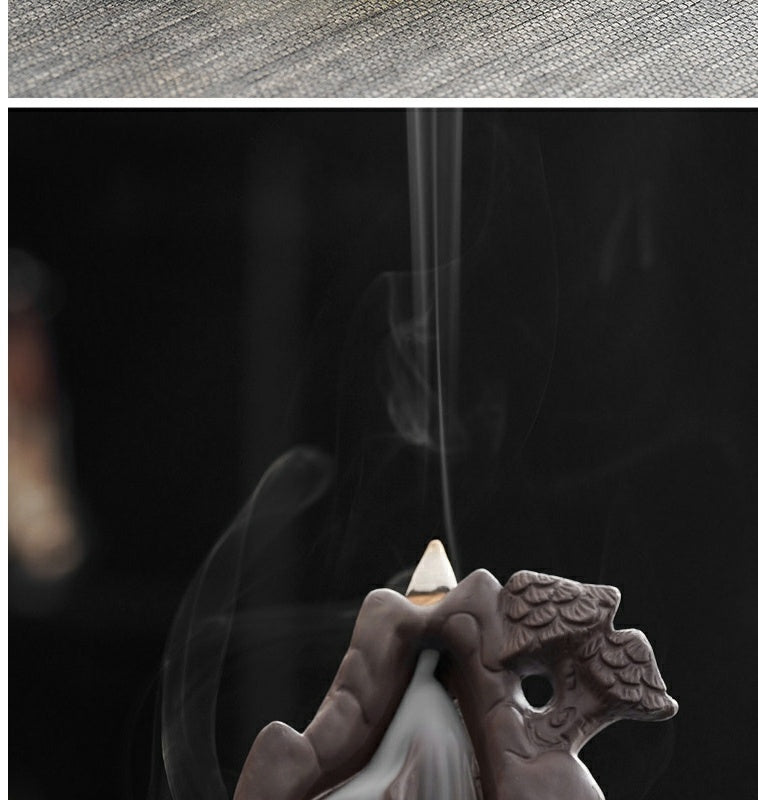 Creative tea pet purple sand backflow incense burner tea ceremony home indoor mountain stream incense ornaments sandalwood agarwood incense