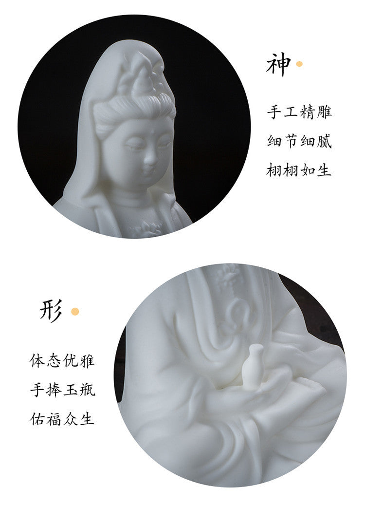 White porcelain lotus Guanyin Buddha statue ornaments car accessories personality Zen Tathagata Buddha tea pet tea ceremony tea play decorations