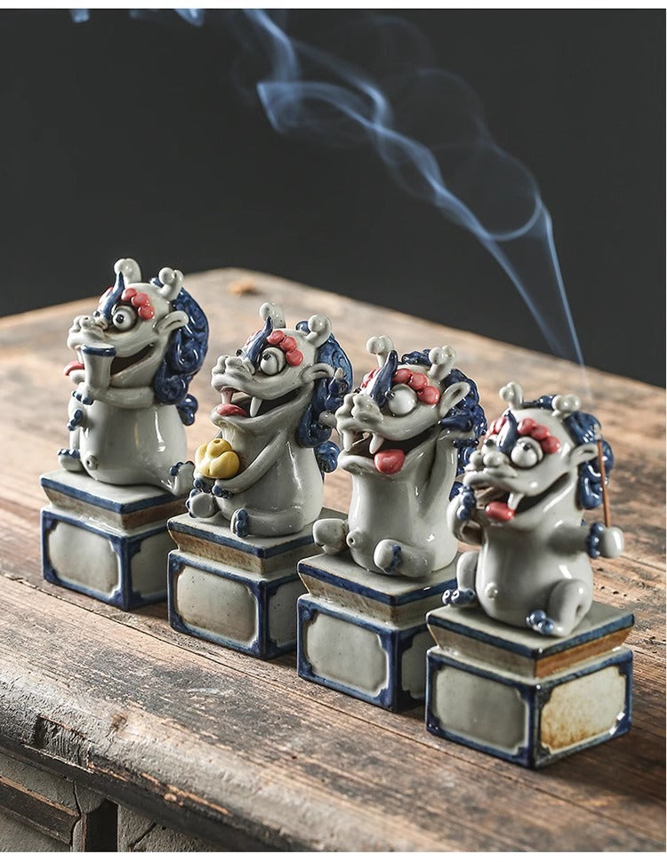 Lucky Pixiu tea pet ceramic line incense burner aromatherapy burner boutique can be raised handmade incense holder creative home accessories incense