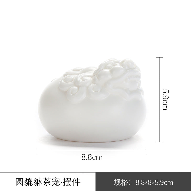 Dehua mutton-fat jade white porcelain unglazed tea pet tea tray small ornaments tea ceremony can raise tea to play Kung Fu tea set home accessories