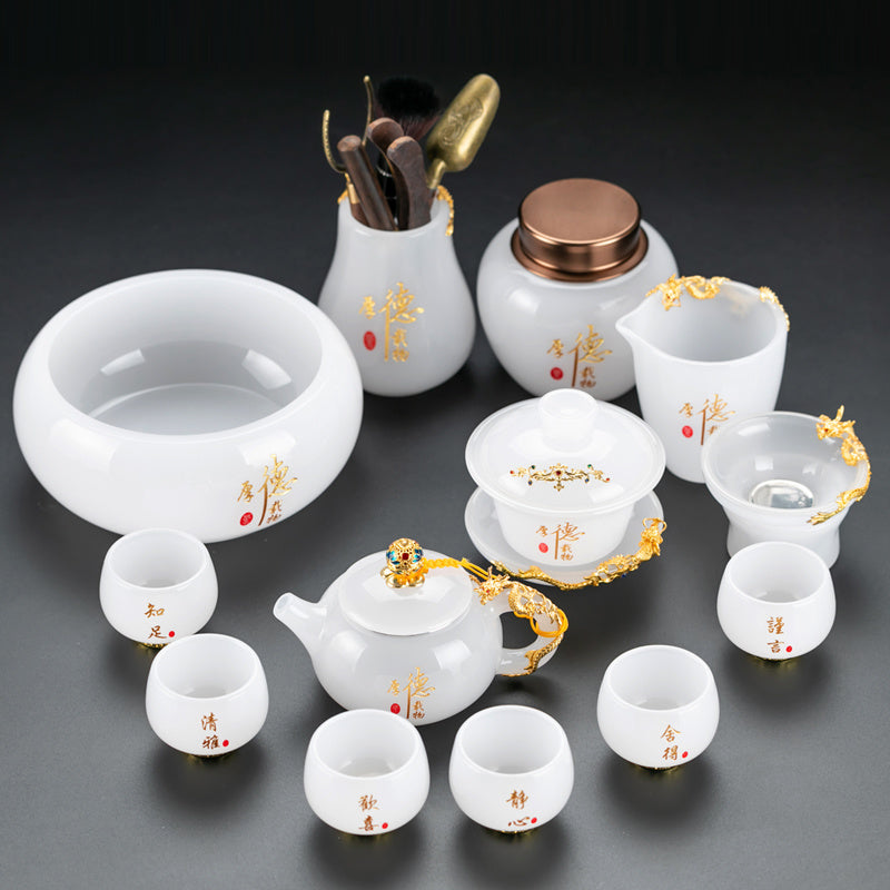 Misty Rain Ink Glass Tea Set Home Light Luxury High-end Tea Cup Covered Bowl Home Office Tea Set