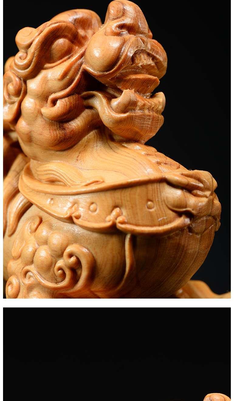 Taihang cypress solid wood carving Pixiu ornaments wood root carving mythical beast hand-held pieces mahogany home decoration crafts