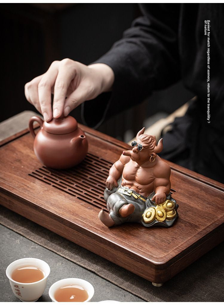 Tea table landscape Sun Wukong ceramic tea table Bull Demon King purple sand ornaments small ornaments tea pet decoration tea room