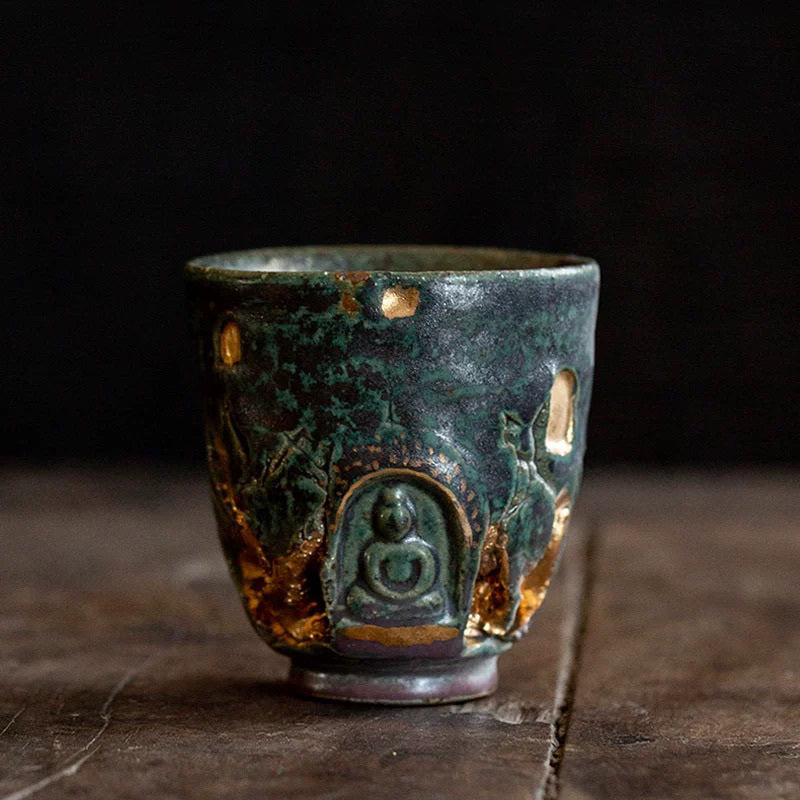 Dunhuang Cultural and Creative Retro Handmade Teacup Personal Dedicated Household Large Master Cup Kung Fu Tea Set Single Cup Teacup