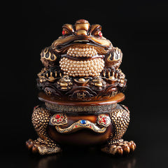 Golden toad fortune-bringing ornaments three-legged golden cicada opening gift shop office wine cabinet TV cabinet decoration