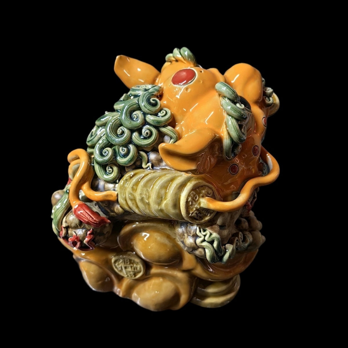 Shiwan ceramic national tide golden toad fortune ornaments toad office living room porch opening gift decoration