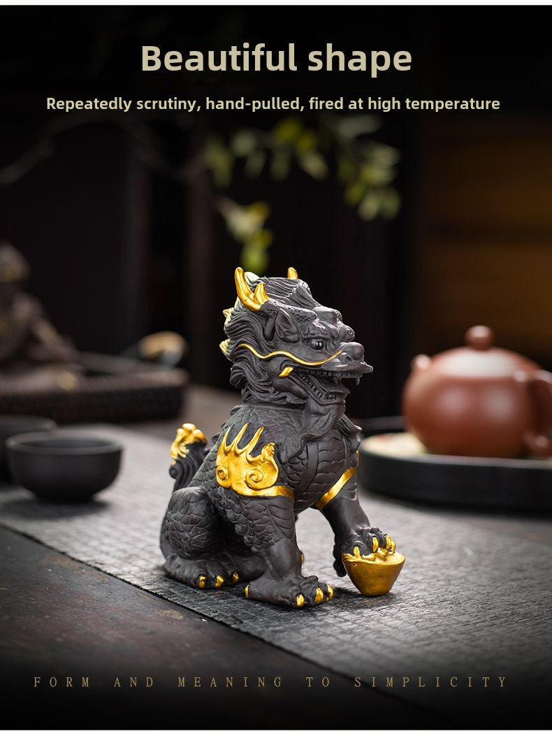 Kirin tea pet ornaments national style national trend boutique can be raised decoration auspicious beast creative home purple sand tea play tea table tea