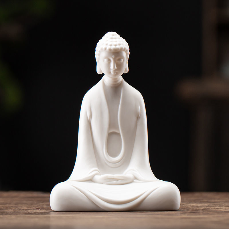 White porcelain small Buddha tea pet tea play can be raised Zen Buddha statue ornaments boutique Creative safety decoration crafts