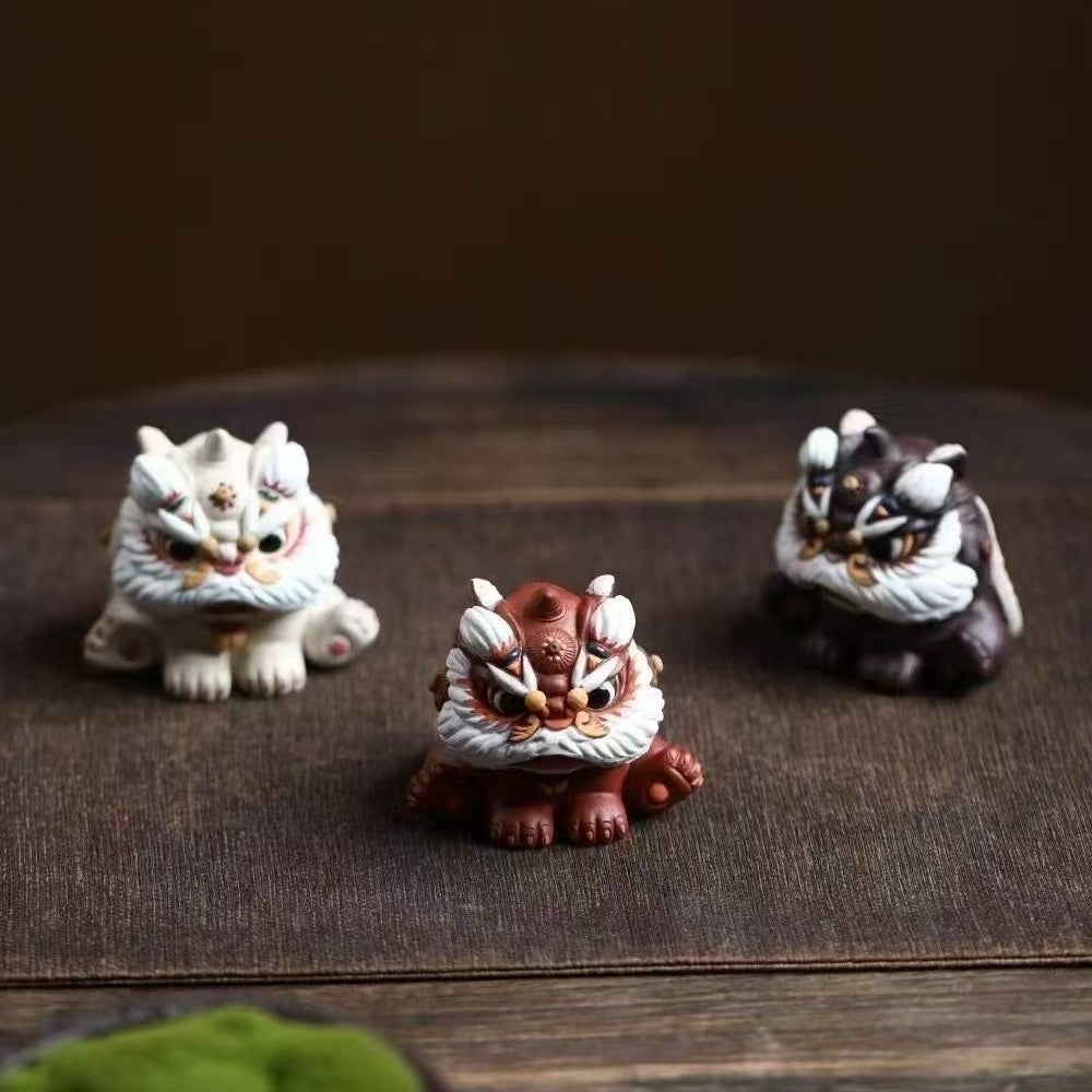 [Awakening Lion] Fine purple clay tea pet ornaments to attract wealth tea sets, tea tables, tea table ornaments, and tea peripheral accessories