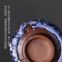 Mingzhuo Japanese style 24K gold crackle pure handmade Shino ware master cup tea cup tea tasting ceramic kung fu tea cup