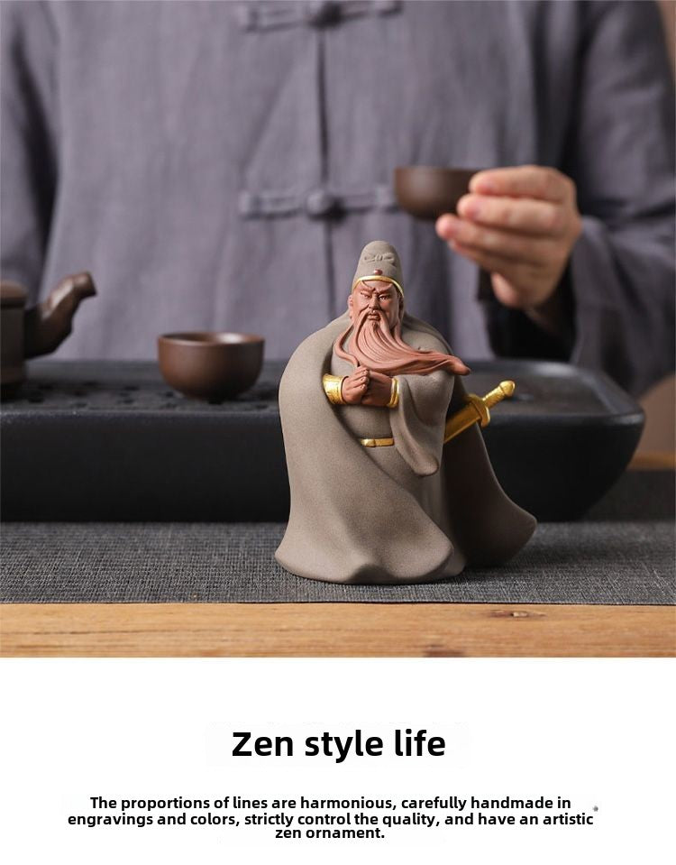 Purple sand can be used to raise the martial saint Guan Yu small ornaments home fortune-attracting boutique Guan Gong decoration tea pet tea play tea table decoration