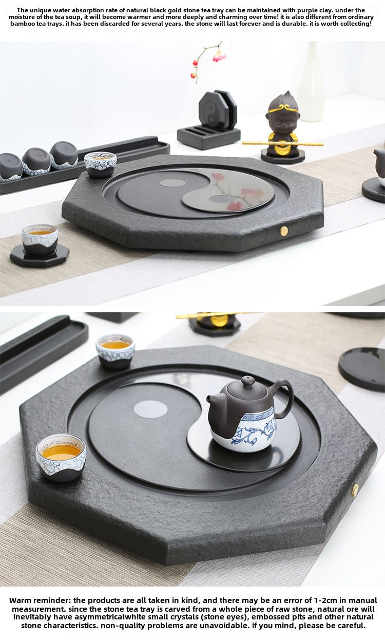 Tai Chi Bagua Wujin Stone Tea Tray Natural Raw Stone Round Stone Tea Sea Tea Set Home Integrated Stone Tea Tray Dual Use