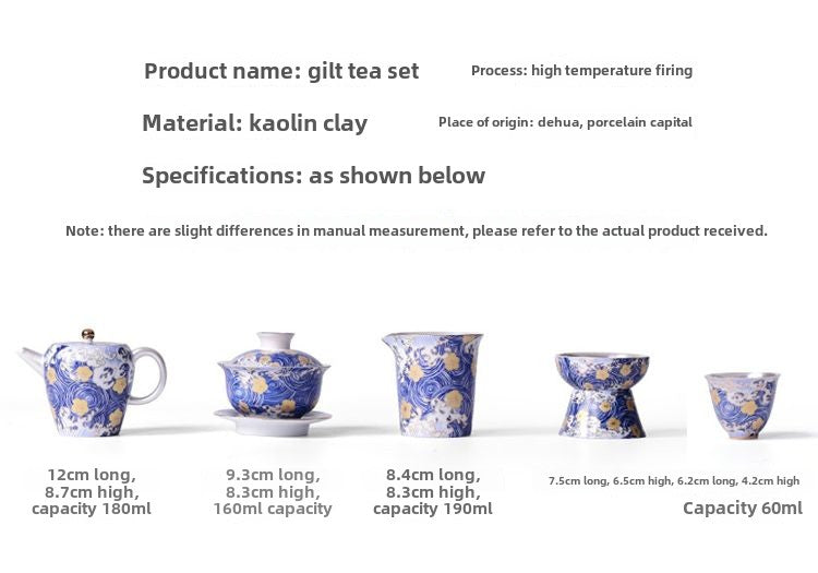 [Kaolin material] Enamel handmade ceramic silver-plated tea set 999 silver automatic tea set Kung Fu teacup tea brewing household teapot