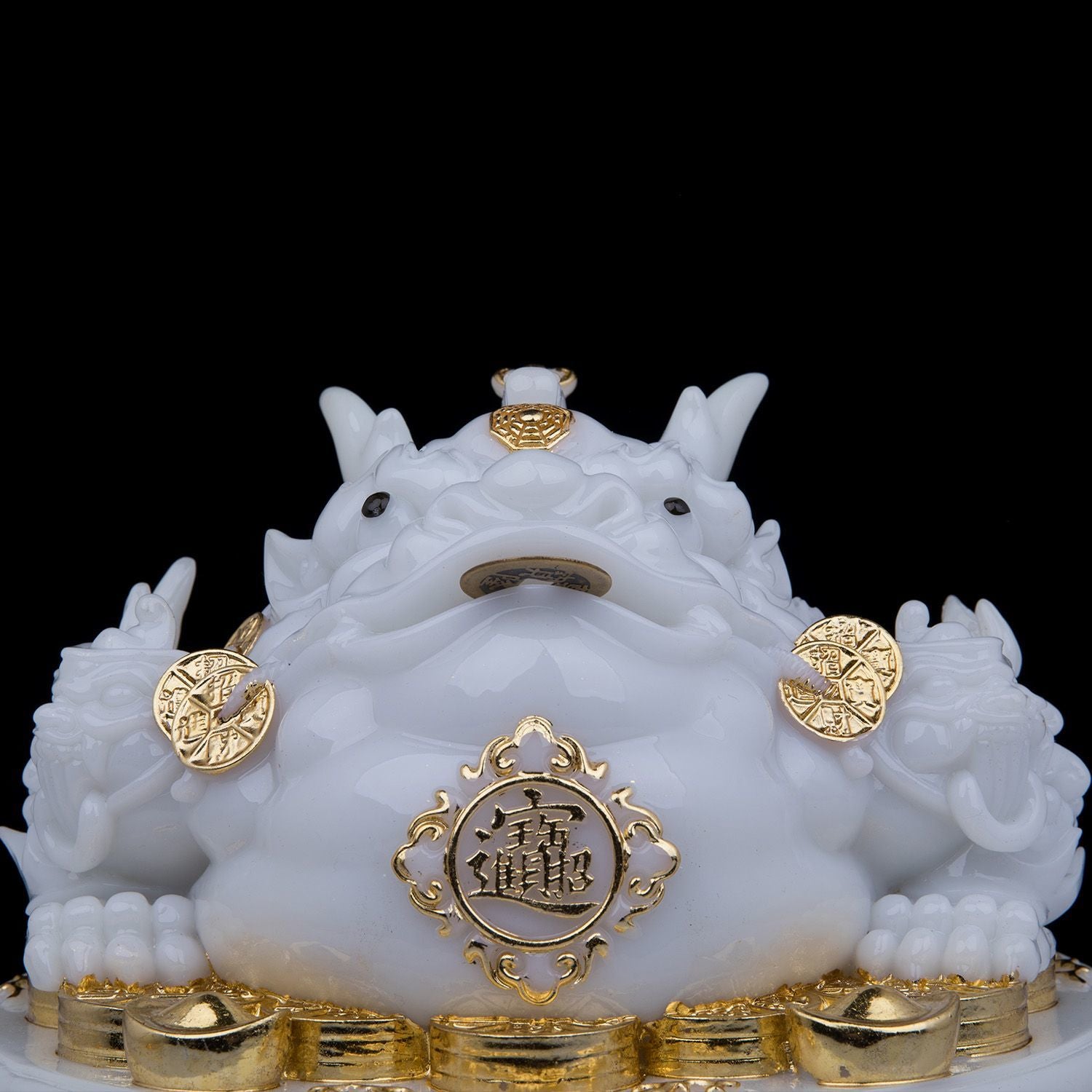 Overlord Golden Toad Ornaments White Marble Fortune-bringing Golden Toad Golden Cicada Rotatable Office Store Opening Gift Ornaments