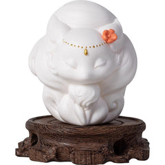 Dehua preferred cute white porcelain nine-tailed fox small ornaments tea ceremony tea table tea play tea pet ornaments desktop can be raised decoration