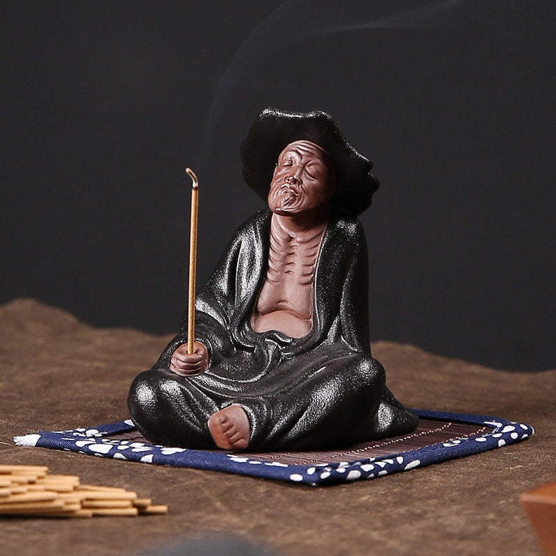 Zen purple sand creative figure Jiang Taigong fishing ornaments home living room aromatherapy burner incense holder tea pet decorations