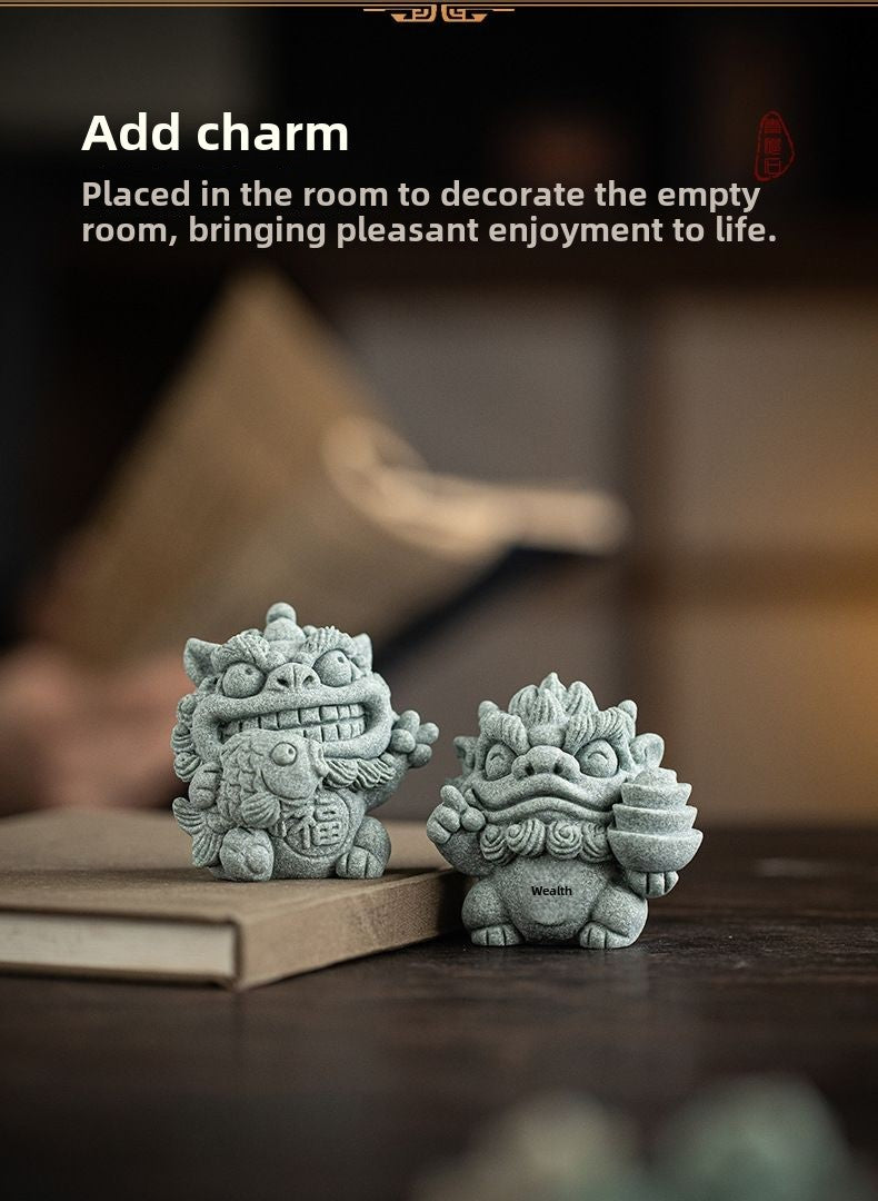 Creative auspicious beast small Pixiu fortune tea pet ornaments cute healing fish tank potted landscape living room desktop decoration