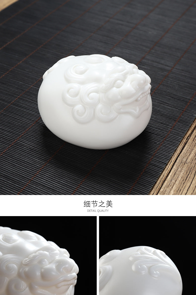 Dehua mutton-fat jade white porcelain unglazed tea pet tea tray small ornaments tea ceremony can raise tea to play Kung Fu tea set home accessories