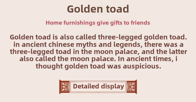 [Wealth and Prosperity] Copper Golden Toad Ornaments Brass Three-legged Golden Cicada Toad Fortune-bringing Living Room Personalized Opening Gift