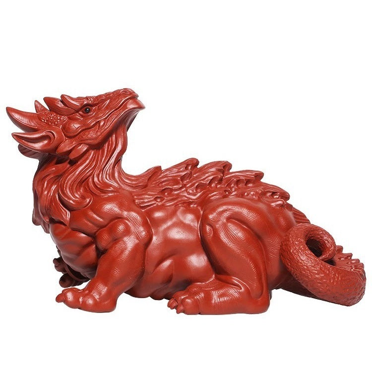 Yixing original purple sand Dahongpao handmade [lucky beast unicorn] can be raised creative boutique tea pet ornaments