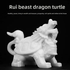 White marble dragon turtle bluestone dragon head turtle ornaments hand-carved door tea pet gossip town house auspicious dragon turtle ornaments