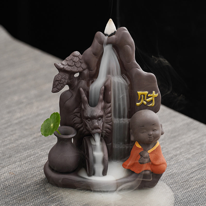 Creative tea pet purple sand backflow incense burner tea ceremony home indoor mountain stream incense ornaments sandalwood agarwood incense