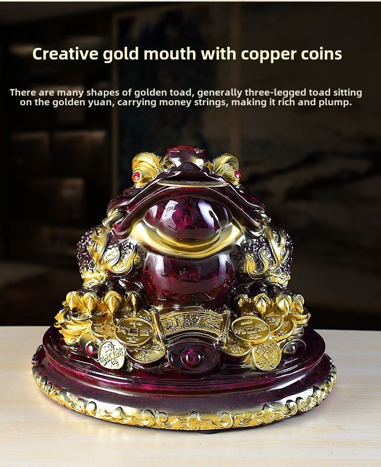 Purple Qi Donglai Lucky Golden Toad Ornaments High-end Opening Gift Office Home Shop Bar Golden Cicada Crafts