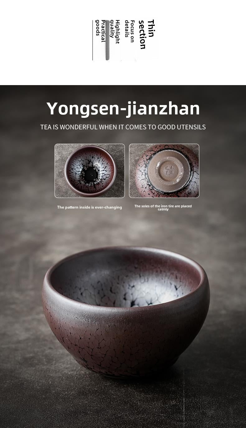 Shengyao purple sand ox turning the world Jianyang Jianzhan tea cup Baihuamu tea pet ornaments gift boutique iron tire oil drop