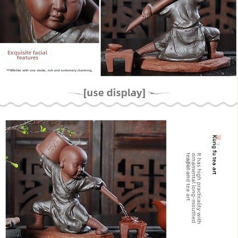 Creative Backflow Incense Kung Fu Monk Tea Master Lazy Tea Strainer Tea Filter Purple Clay Tea Pet Ornament Tea Set Accessories Tea Filter