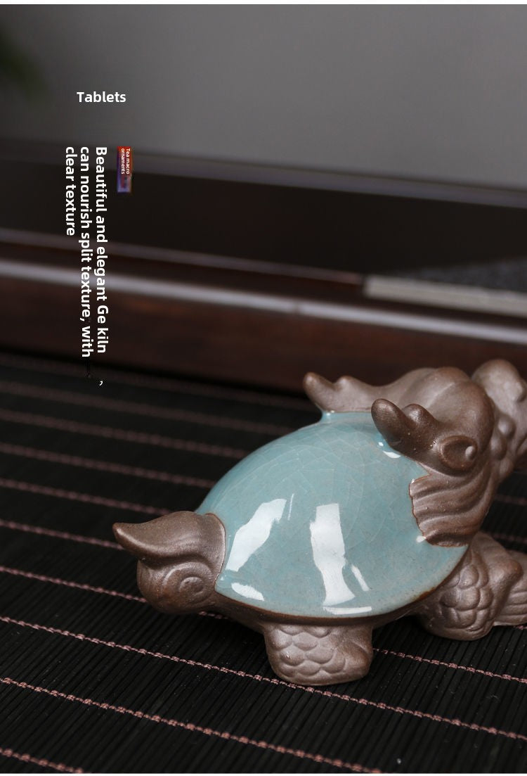 Geyao tea pet dragon turtle ornaments exquisite handmade can be raised to attract wealth cracked tea play tea ceremony accessories tea table tea tray decoration