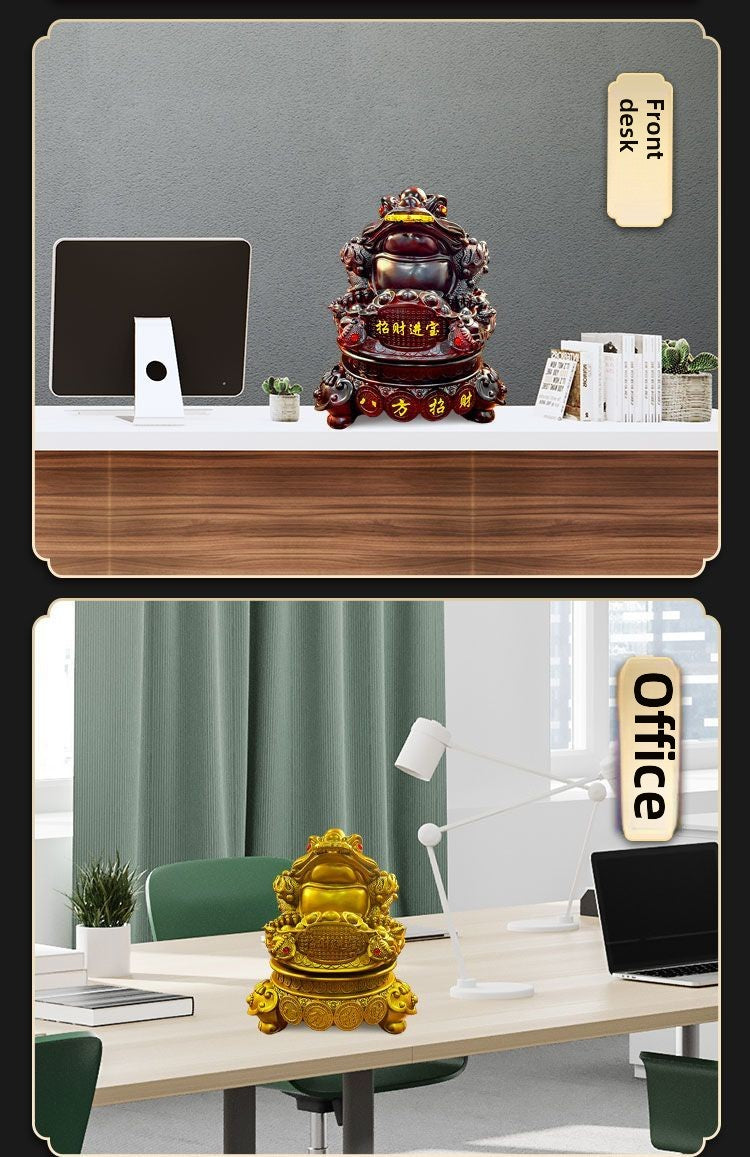 Golden Toad Office Desktop Living Room Decoration Ornaments Fortune TV Cabinet Cashier Desk Front Desk Crafts Opening Gift