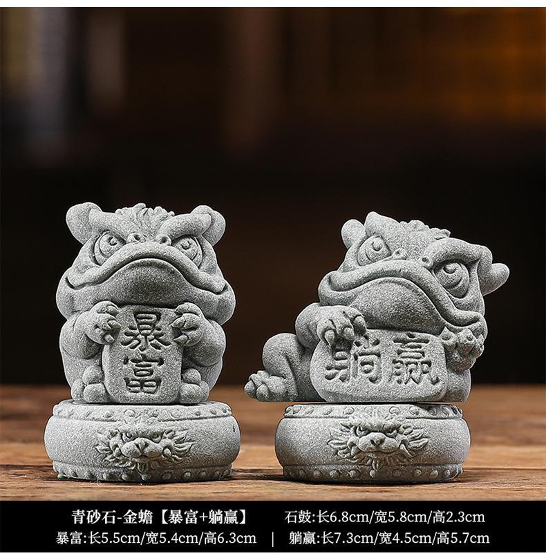 Green sandstone national trend style golden toad to attract wealth and win mascot tea pet tea play fish tank landscaping decoration ornaments