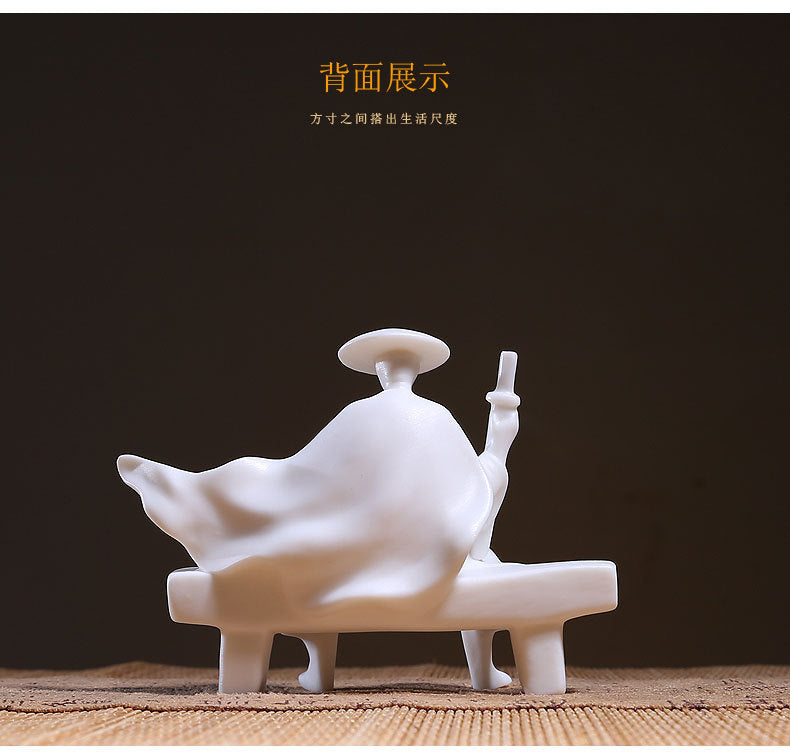 White porcelain formless Zen small ornaments tea pet creative characters living room study home porch decoration soft decoration