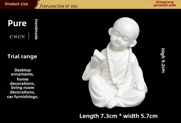 Creative boutique Dehua white porcelain Zen little monk tea pet ornaments handmade ceramic little monk home decoration