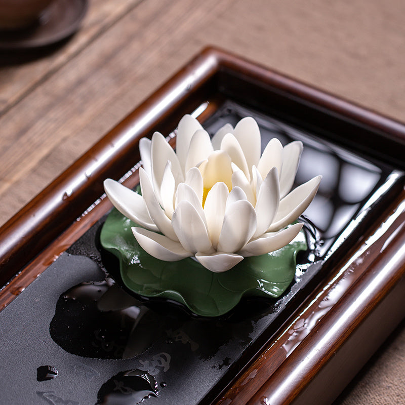 Ceramic color-changing lotus pure hand-made flower Zen ornaments can be inserted with incense Kung Fu tea ceremony color-changing tea pet tea set incense