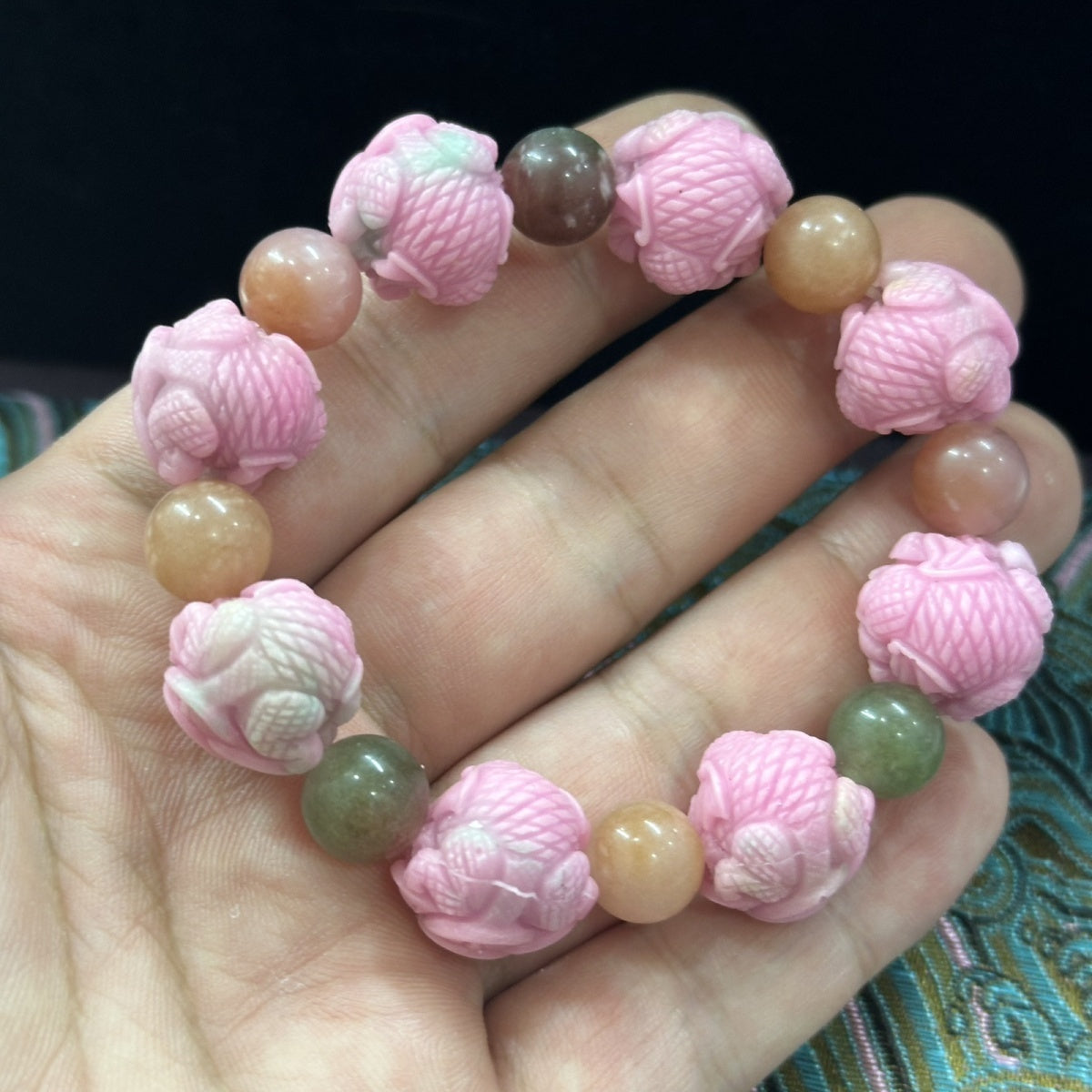 New hot-selling Yanyuan colorful agate fashion trend bracelet high-end dragon turtle atmospheric couple bracelet round beads 15mm