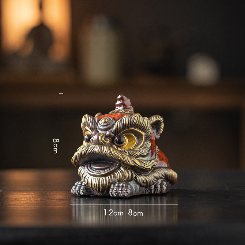 National trend awakening lion tea pet ornaments creative ceramic cute little lion fortune home tea room antique shelf decoration gift