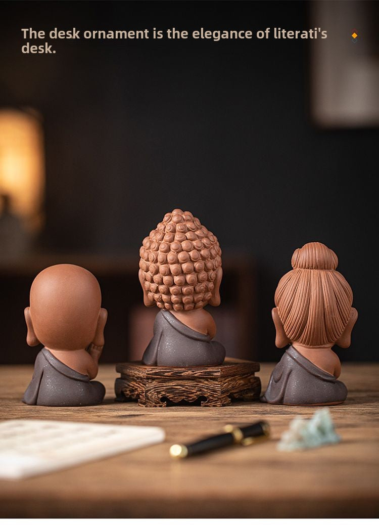 Zen purple sand small Tathagata tea pet ornaments boutique can be raised ceramic small Buddha statue tea toy tea tray tea table tea ceremony accessories