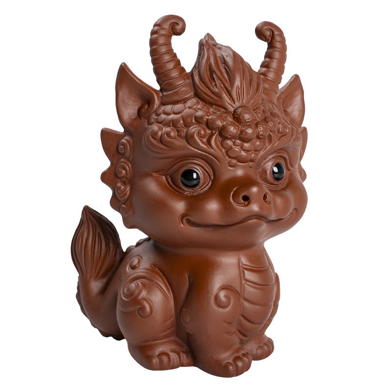 [Exquisite workmanship] Zisha tea pet dragon ornaments can attract wealth and can be used to raise fine tea and play with dual-purpose tea tables, personalized twelve zodiac dragon tea pet ornaments