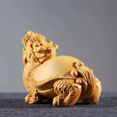 Small-leaf boxwood hand-held play fine wood carvings to attract wealth and fortune auspicious beast carvings dragon turtle tea pet car ornaments