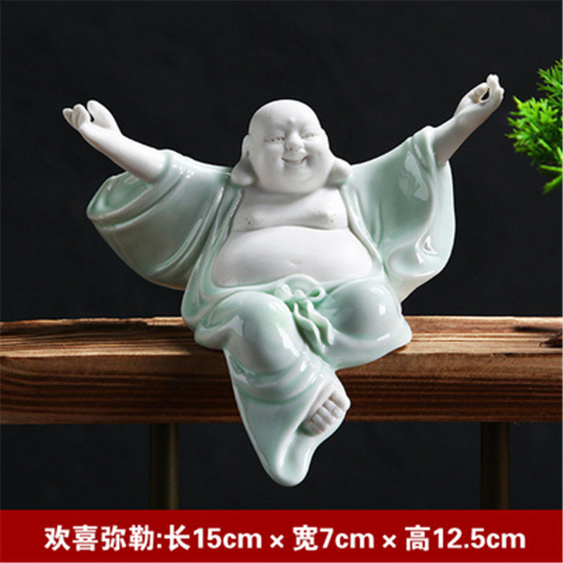 Big-bellied Maitreya Buddha tea pet ornaments boutique white porcelain vase rockery fish tank landscaping decoration tea play tea ceremony spare parts