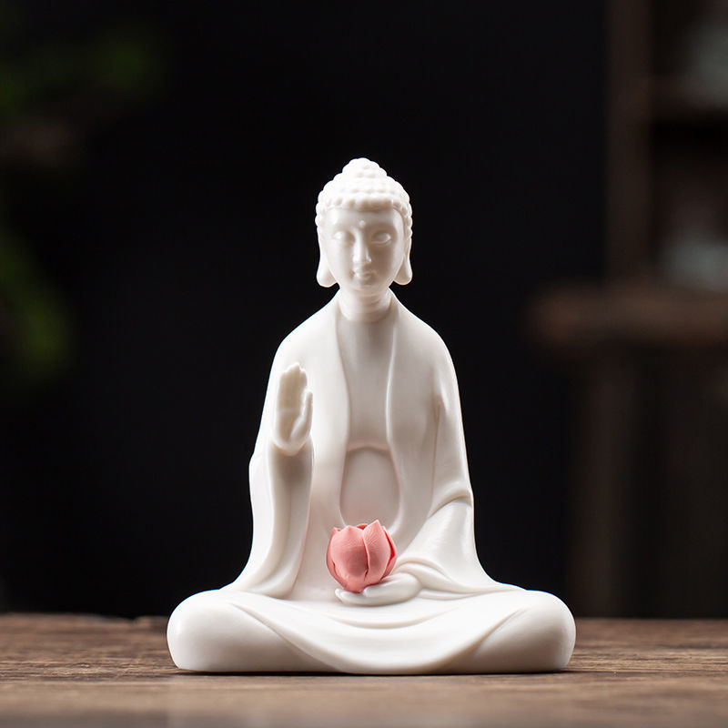 White porcelain small Buddha tea pet tea play can be raised Zen Buddha statue ornaments boutique Creative safety decoration crafts